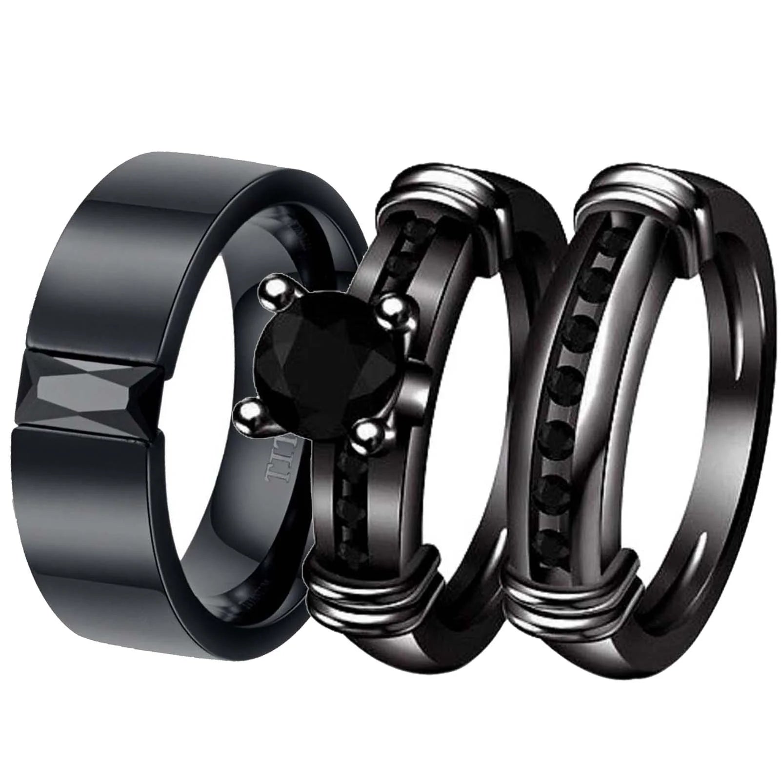 Couple Rings Black Gold Plated