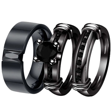 Couple Rings Black Gold Plated
