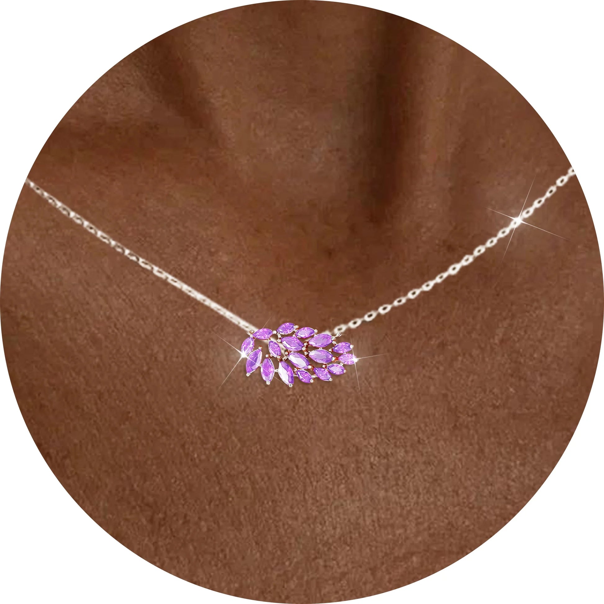 18K White Gold Plated Leaf Necklaces for Women Girls S925 Sterling Silver June Birthstone Pendant Chain with Purple Alexandrite Birthday Christmas Jewelry Gifts Teen Stocking Stuffers for Kids