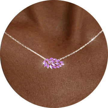 18K White Gold Plated Leaf Necklaces for Women Girls S925 Sterling Silver June Birthstone Pendant Chain with Purple Alexandrite Birthday Christmas Jewelry Gifts Teen Stocking Stuffers for Kids