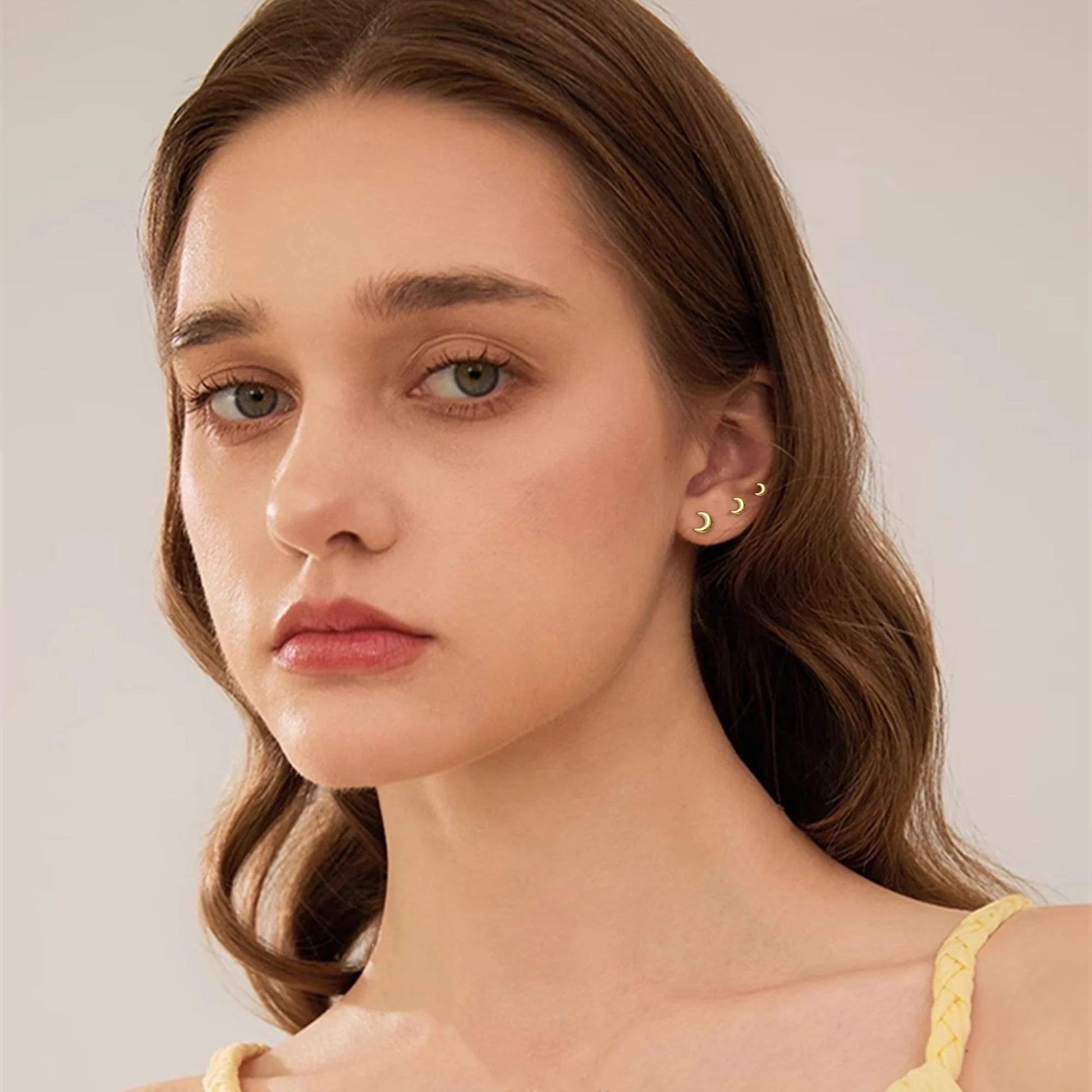 3 Pairs 18K Gold Plated Moon Stud Earrings for Women Hypoallergenic Post Earring Sets Birthday Christmas Jewelry Gifts Teen Mom Adults Girfriend Tween Daughter Wife Stocking Stuffers Age Ideas