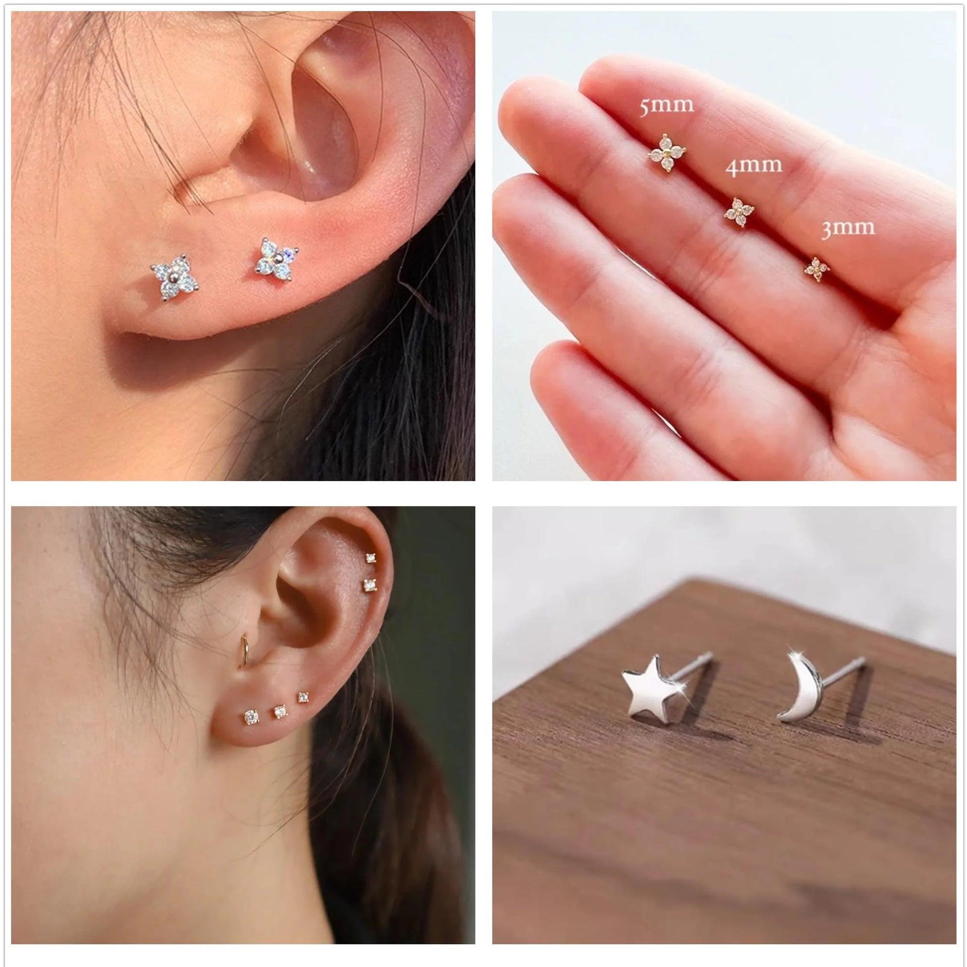 3 Pairs 18K Gold Plated Moon Stud Earrings for Women Hypoallergenic Post Earring Sets Birthday Christmas Jewelry Gifts Teen Mom Adults Girfriend Tween Daughter Wife Stocking Stuffers Age Ideas