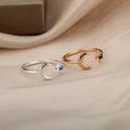 Zircon Moon Star Rings for Women Stainless Steel Glowing Moon Star Adjustable Finger Ring Aesthetic Wedding Jewelery Gift Femme