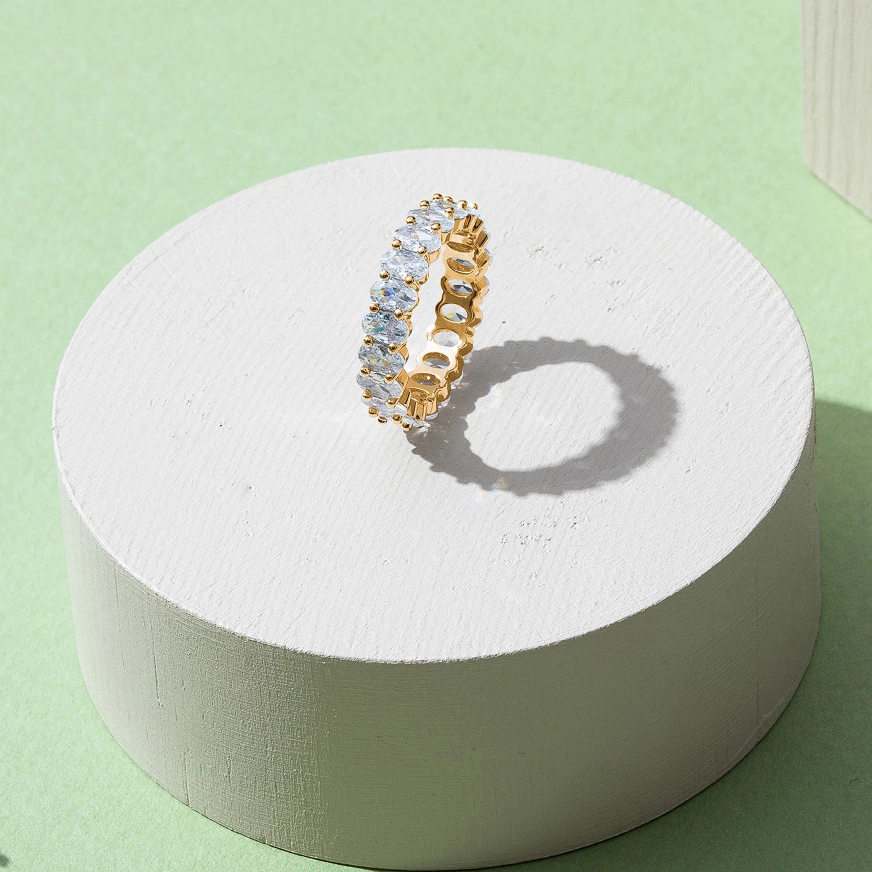 14K Yellow Gold Plated Stackable Zirconia Love Ring