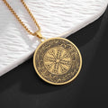 Vintage Compass Medal Pendant Stainless Steel Necklace Mens High Quality round Hip Hop Trend Jewelry Gifts Wholesale