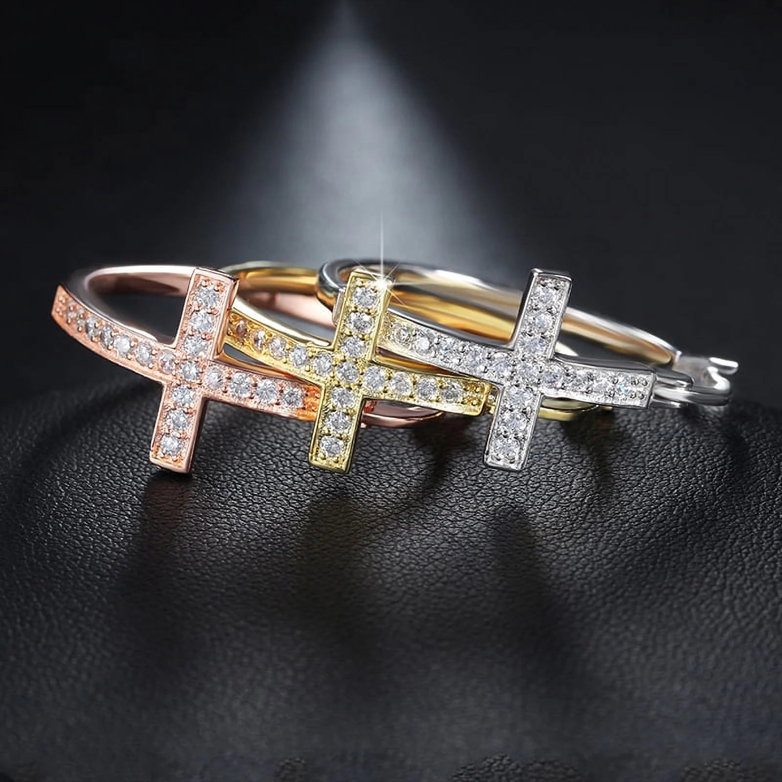 Cross Hoop Earrings for Women Religious Jesus Cubic Zirconia