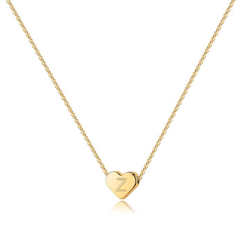 Heart Initial Necklace for Girls - 14K Gold Filled Heart Initial Necklace for Women