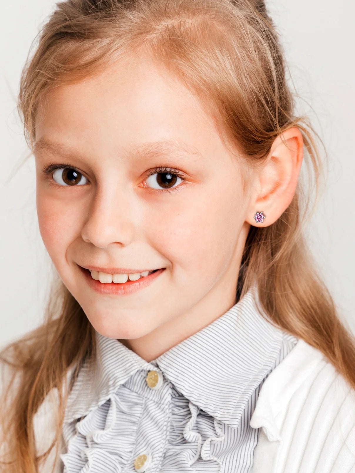 925 Sterling Silver round Stud Earrings for Women October Pink Tourmaline Birthstone Earrings Jewelry Gift for Mother Birthday Christmas