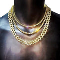 Gold Tennis and Cuban Link Chain for Men,Iced Out Mens Diamond Cuban Chain Necklace Sets,Hip Hop Rapper Jewelry Chains,3 Pcs 18/20/24 Inch (Set F-Silver)