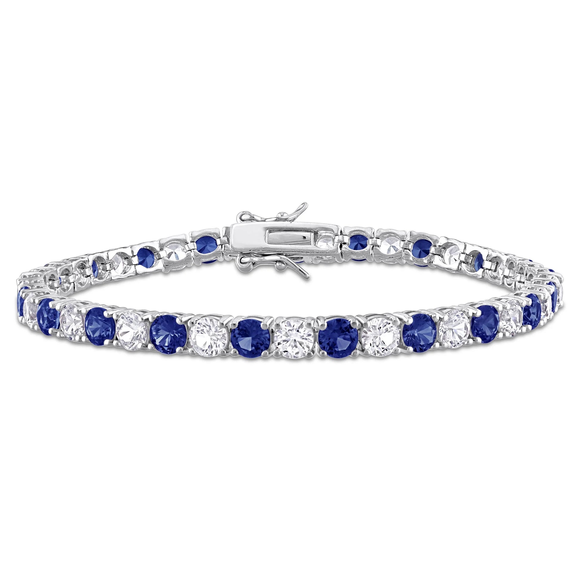 Women'S Created Sapphire Sterling Silver Tennis Bracelet