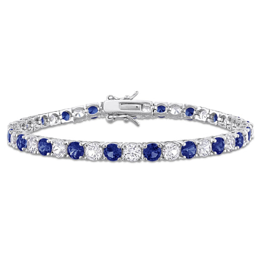 Women'S Created Sapphire Sterling Silver Tennis Bracelet