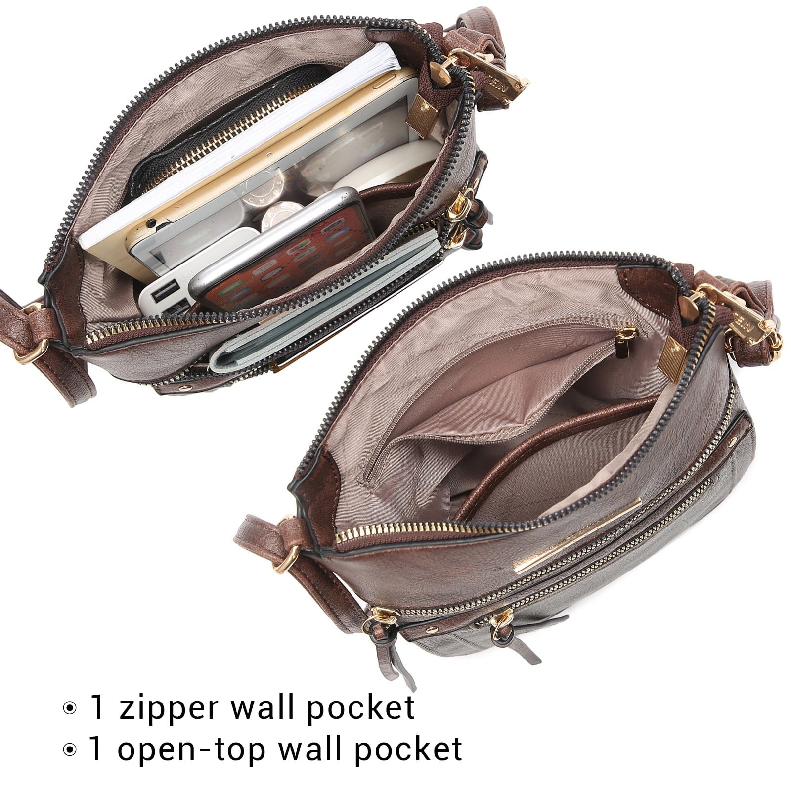 Lightweight Crossbody Bags for Women Shoulder Bag Purse Vegan Leather Soft Travel Handbag with Multi Pockets