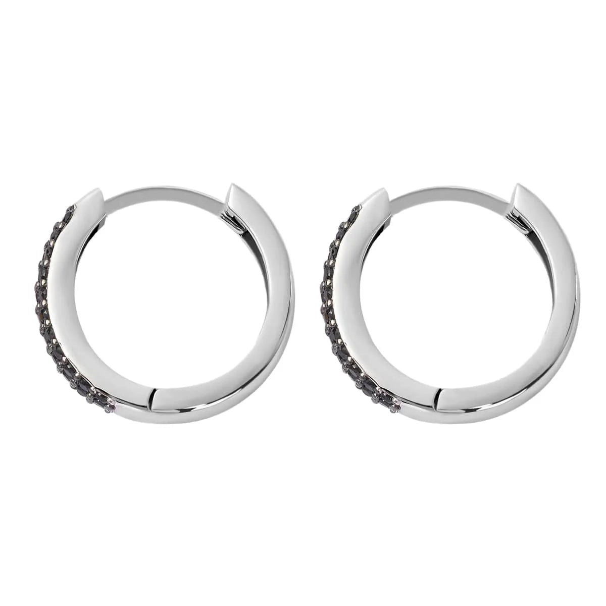 925 Sterling Silver Black Spinel Huggie Hoop Earrings for Women Jewelry Anniversary Women 0.6 Ct Valentines Day Gifts for Women