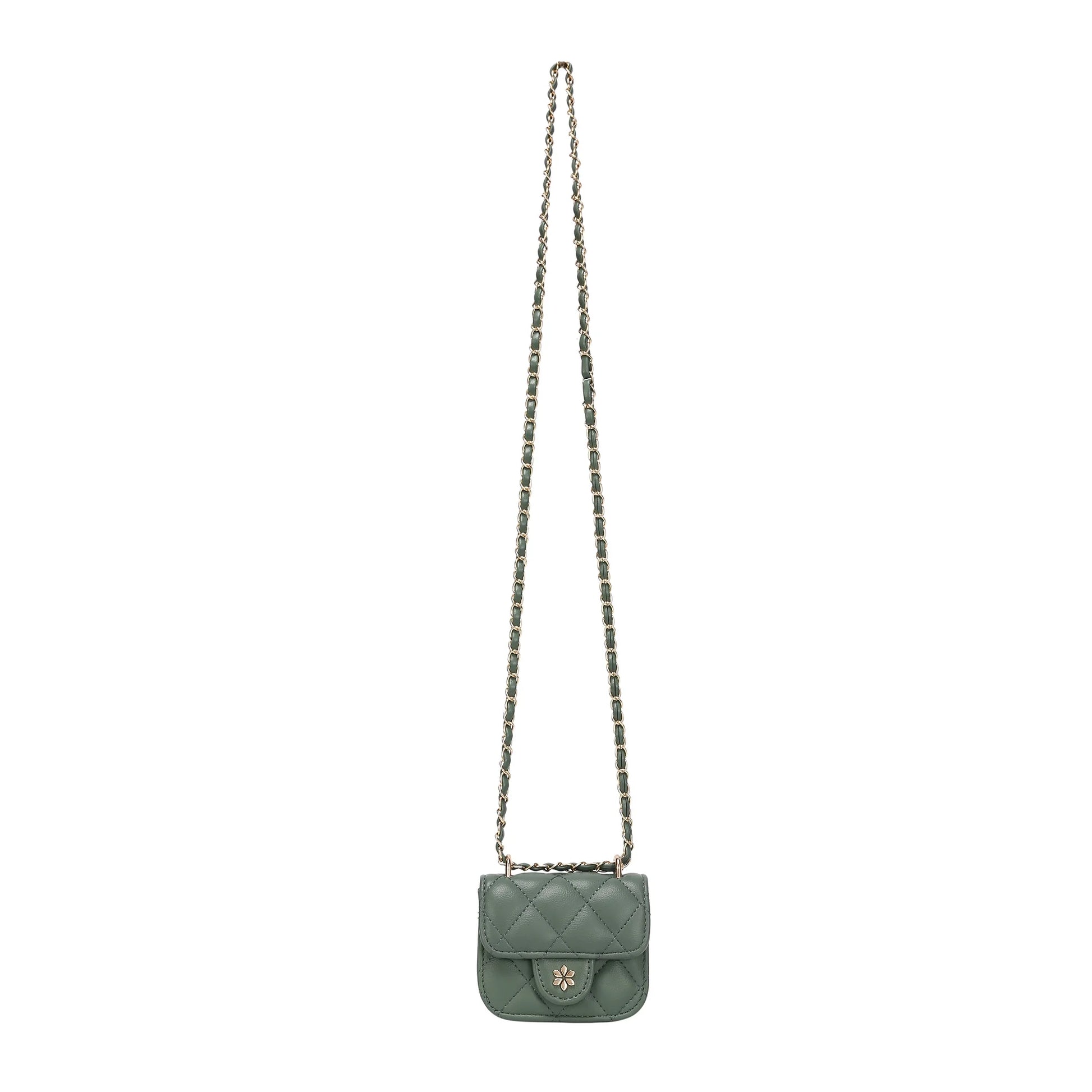 Quilted Mini Cross Body Bag - PU Vegan Leather - Pistachio