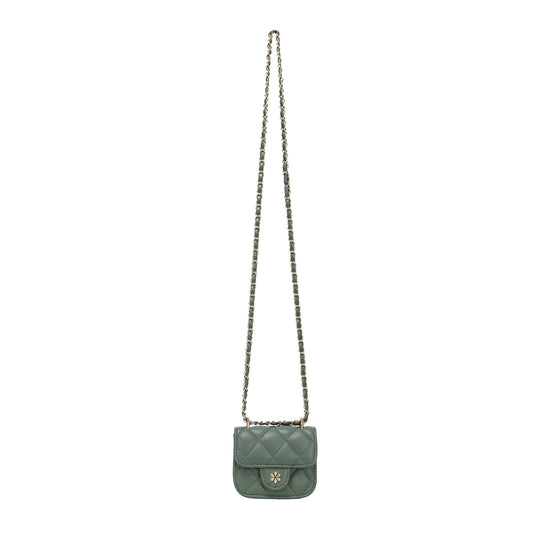 Quilted Mini Cross Body Bag - PU Vegan Leather - Pistachio