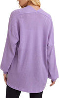 Women'S Long Sleeve Knitted Solid Cardigan Blouse Open Front Casual Cover Up