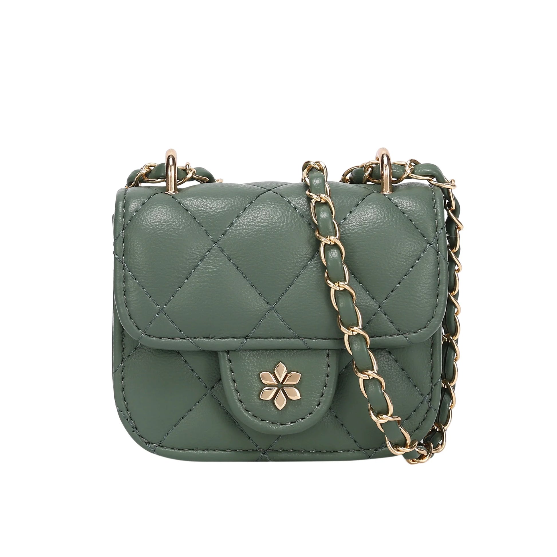 Quilted Mini Cross Body Bag - PU Vegan Leather - Pistachio