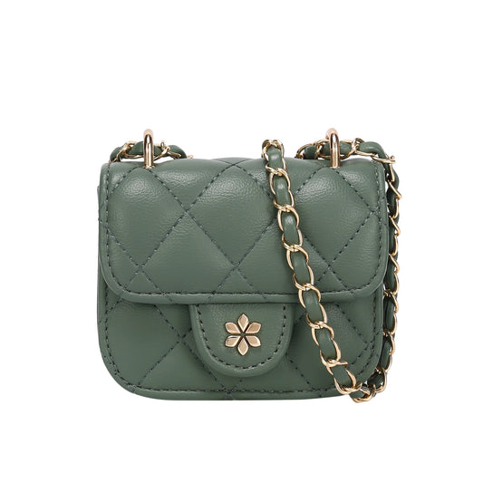 Quilted Mini Cross Body Bag - PU Vegan Leather - Pistachio