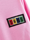 Women'S Letter Print Color Block Crop Sweatshirt Long Sleeve Pullover Tops