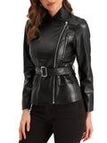 Women'S Motorcycle Jacket PU Faux Leather Biker Jackets