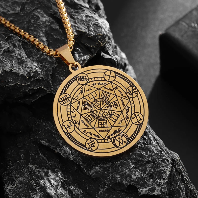 Vintage Compass Medal Pendant Stainless Steel Necklace Mens High Quality round Hip Hop Trend Jewelry Gifts Wholesale