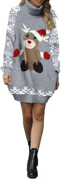 Women'S Christmas Sweater Dress Oversized Long Pullover Sweater with Pocket