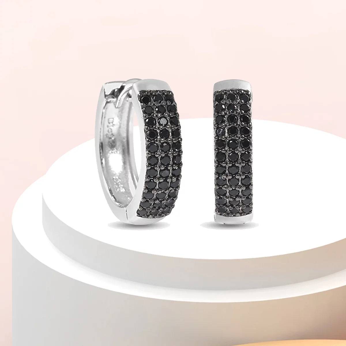 925 Sterling Silver Black Spinel Huggie Hoop Earrings for Women Jewelry Anniversary Women 0.6 Ct Valentines Day Gifts for Women