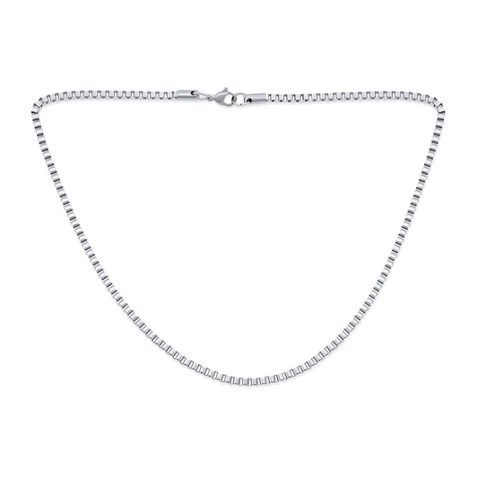 Mens Stainless Steel 3Mm Medium Men'S Box Chain Necklace