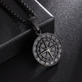 Vintage Compass Medal Pendant Stainless Steel Necklace Mens High Quality round Hip Hop Trend Jewelry Gifts Wholesale