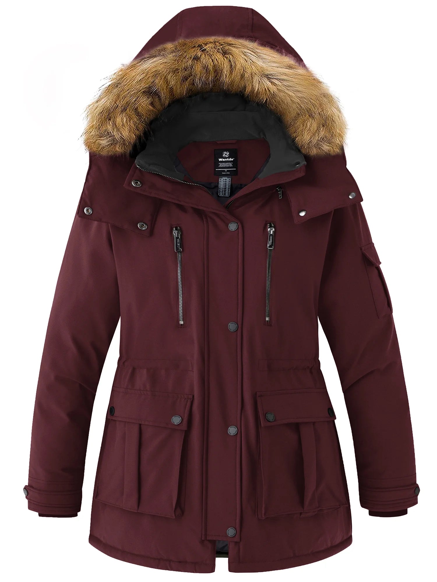 Women'S plus Size Winter Coat Waterproof Winter Jacket Warm Puffer Jacket Wine Red 3X