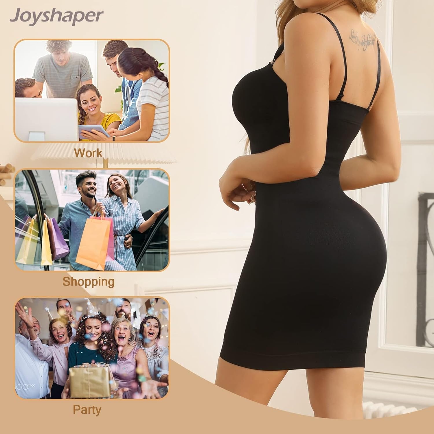 Strapless Shapewear Slip for Women under Dress Full Slips Dress Tummy Control Camisole Body Shaper Seamless