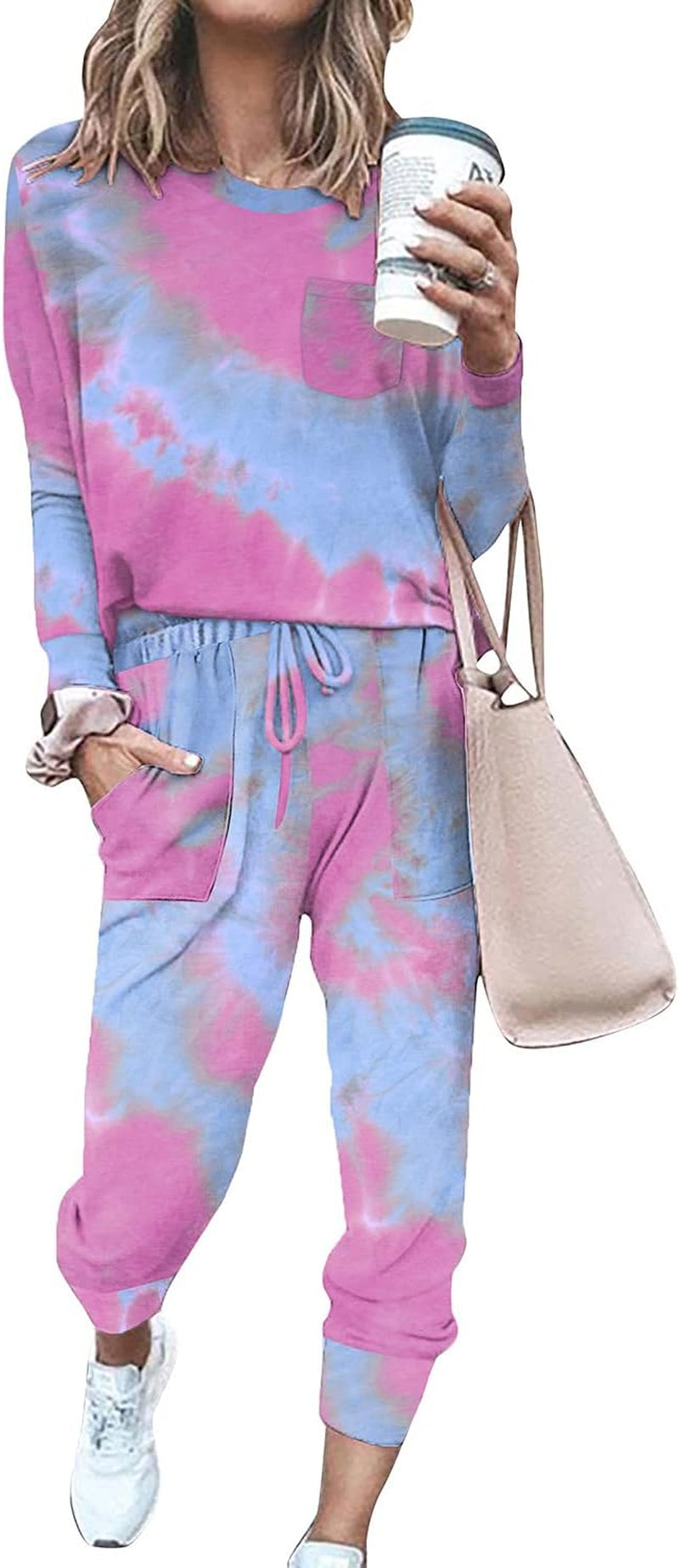 Womens 2 Pieces Long Sleeve Loungewear Sweatsuit Sets Crewneck Outfits