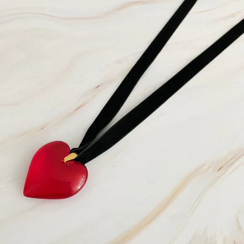 Bold in Red Black Sash Necklace