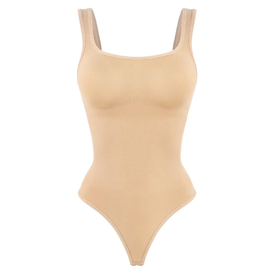 Seamless Bodysuit Women Shapewear Tummy Control Square Collar Tank Top U-Shape Backless Body Shaper Thongs Underwear Slim Waist