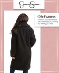 Women'S Winter Coat - Full Length Double Breasted Sherpa Fleece Peacoat (Size: S-XL)