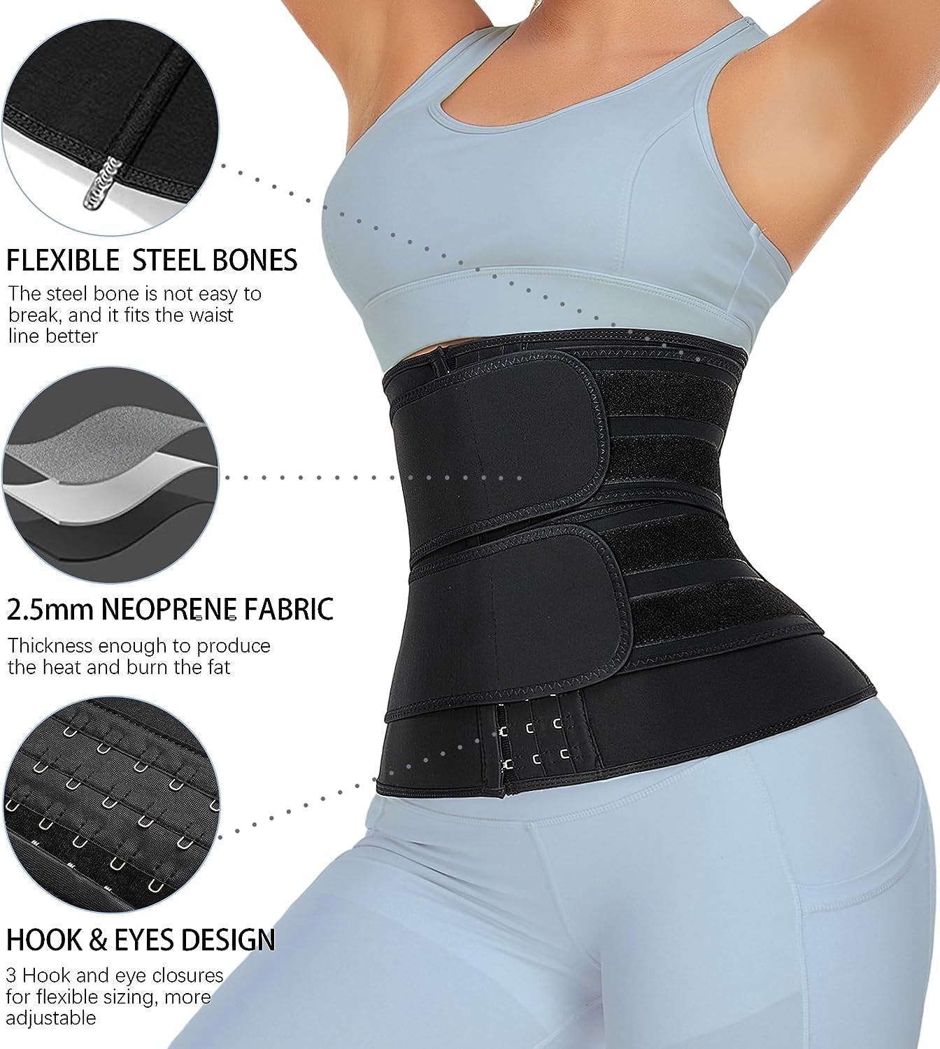 Neoprene Waist Trainer for Women Slimming Body Shaper Waist Trimmer Cincher Sweat Belt
