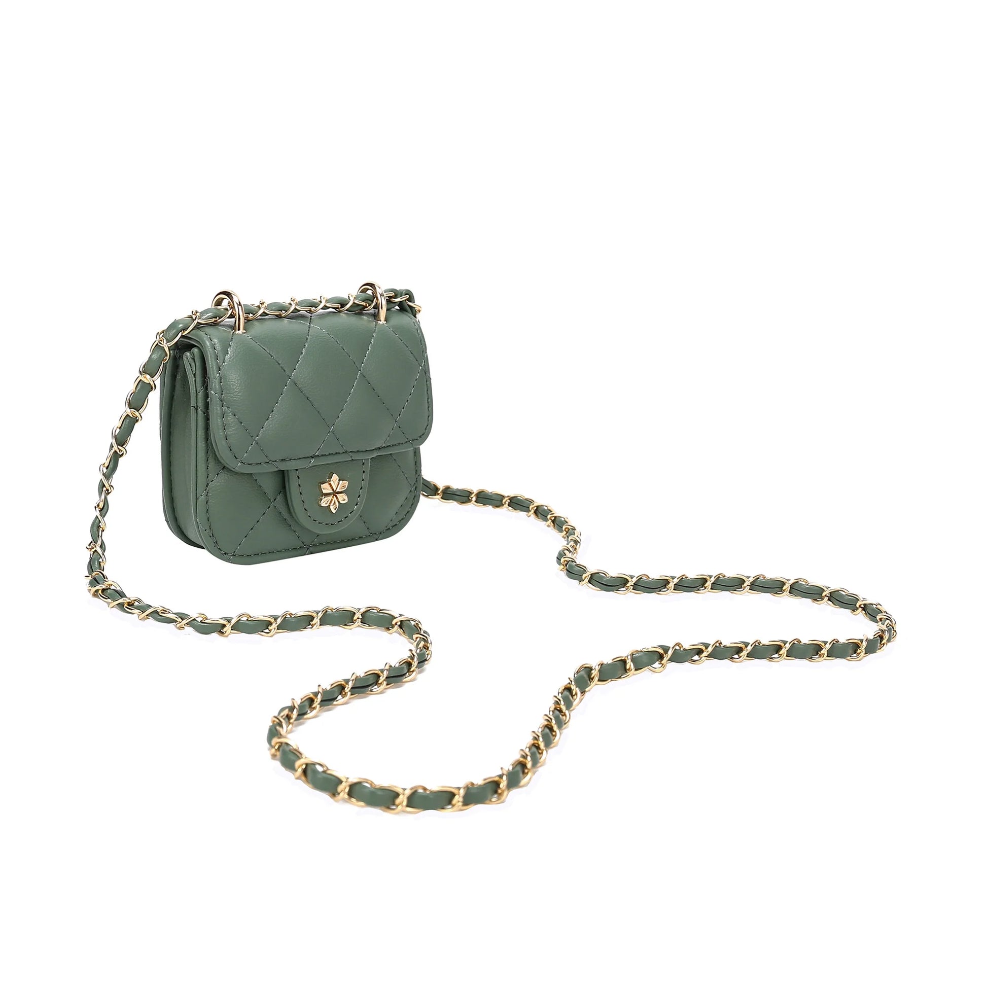 Quilted Mini Cross Body Bag - PU Vegan Leather - Pistachio