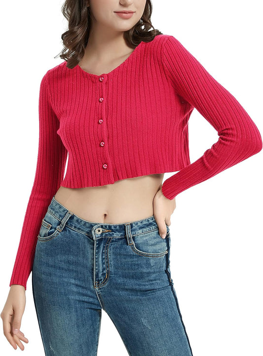 Womens Classic Lightweight Low Neck Long Sleeve Button Knitted Fitted Sweater Pullover Top