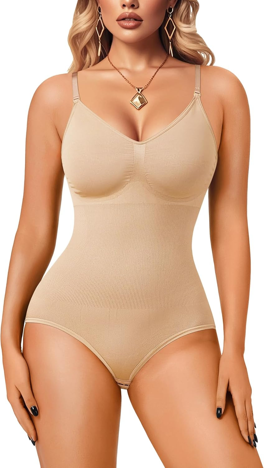 Women Slimming Bodysuits Shapewear Tops Tummy Control Body Shaper Spaghetti Strap Camisole Leotards Bodycon Jumpsuit