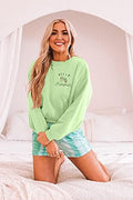 Women Thanksgiving Pumpkin Sweatshirt Solid Color Cute Graphic Sweatshirts Fall Graphic Pullover Tops Tees Light Green