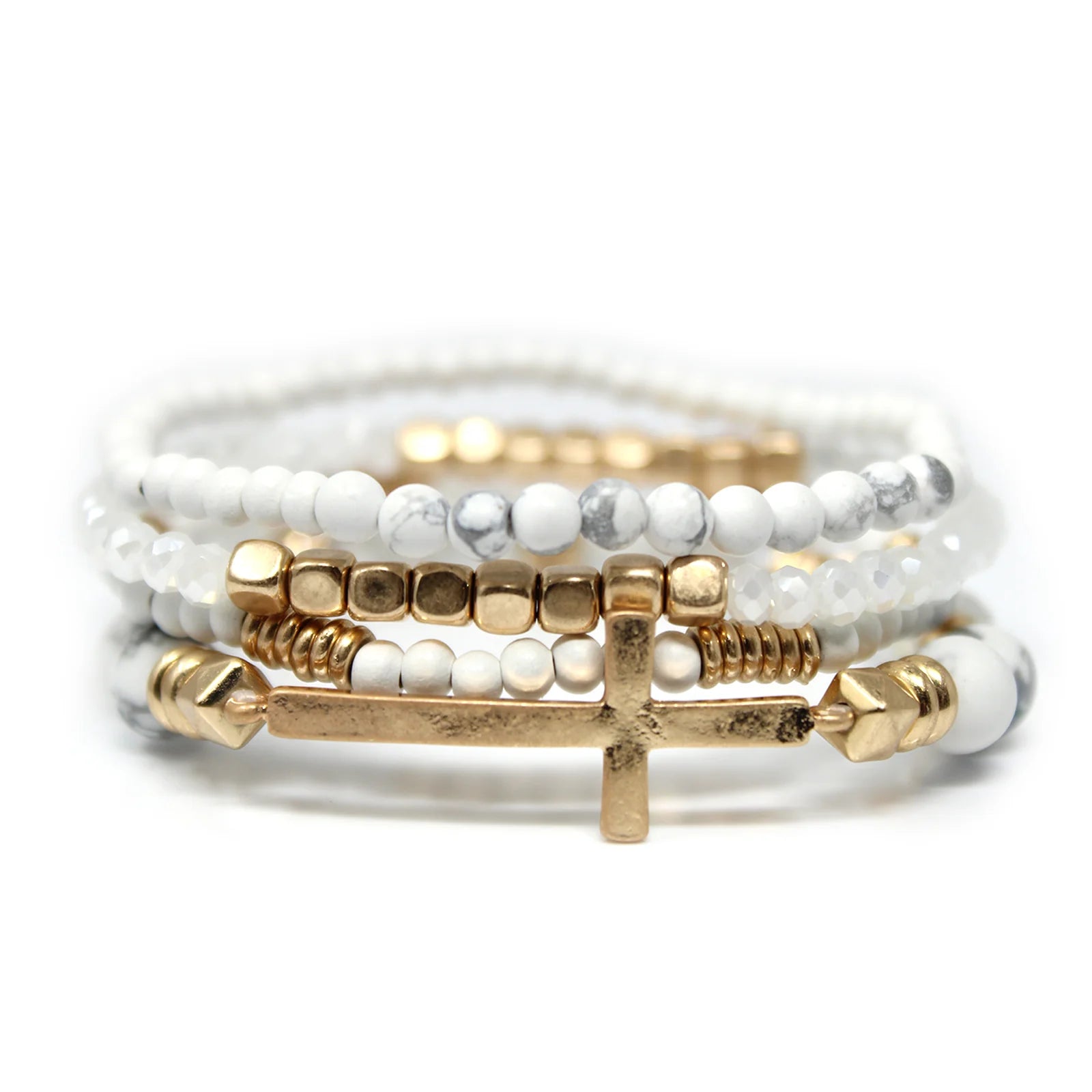 Set of 4, Stone and Wooden Beads Bracelet