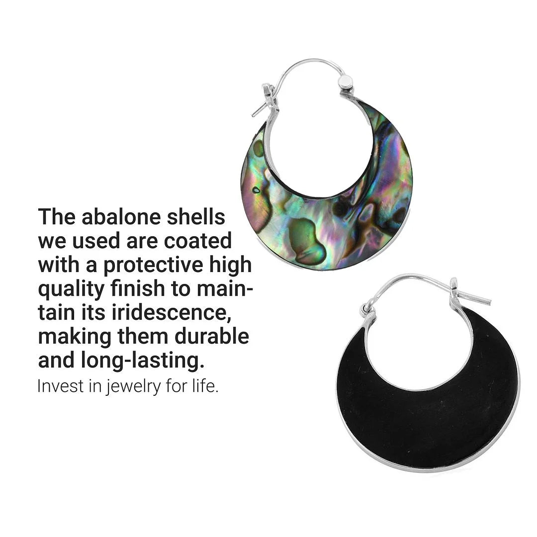 Abalone Shell 925 Sterling Silver Moon Hoop Earrings Jewelry Gifts for Women Valentines Day Gifts