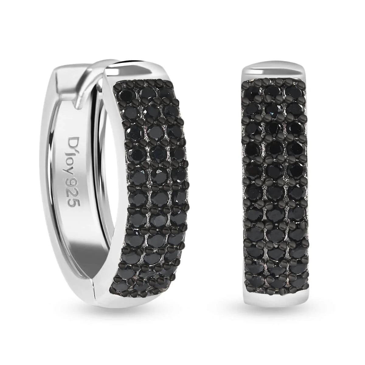 925 Sterling Silver Black Spinel Huggie Hoop Earrings for Women Jewelry Anniversary Women 0.6 Ct Valentines Day Gifts for Women