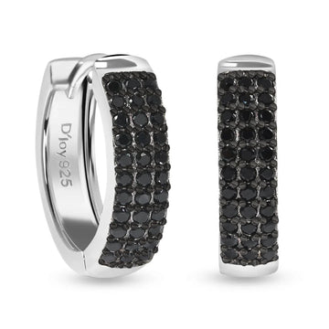 925 Sterling Silver Black Spinel Huggie Hoop Earrings for Women Jewelry Anniversary Women 0.6 Ct Valentines Day Gifts for Women