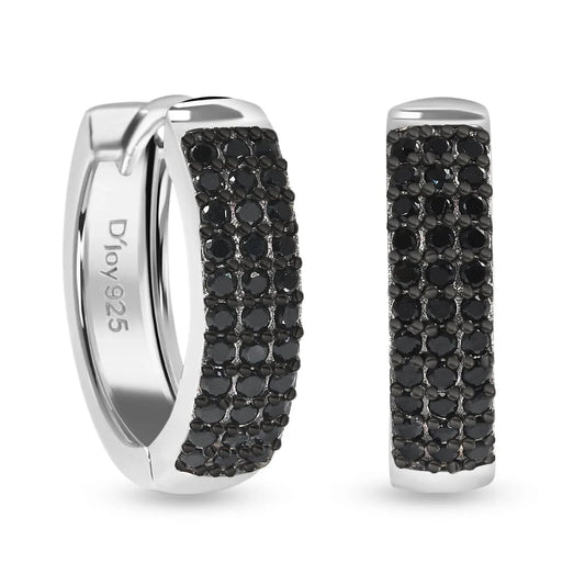 925 Sterling Silver Black Spinel Huggie Hoop Earrings for Women Jewelry Anniversary Women 0.6 Ct Valentines Day Gifts for Women
