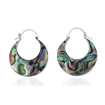 Abalone Shell 925 Sterling Silver Moon Hoop Earrings Jewelry Gifts for Women Valentines Day Gifts