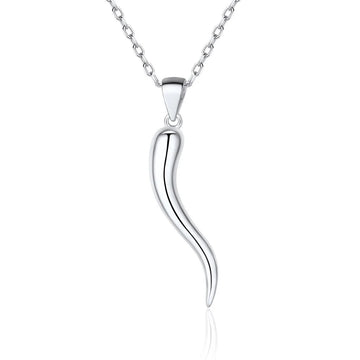 Lucky Italian Horn Pendant Protection Necklace Amulet Jewelry 925 Sterling Silver