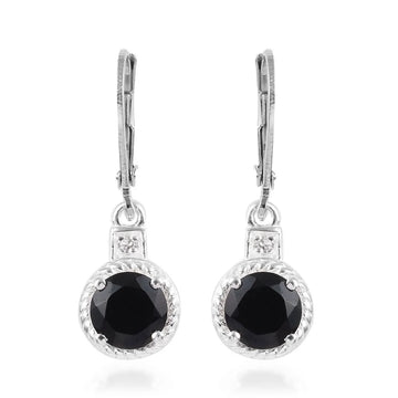 Black Spinel Dangle Earrings for Women 925 Sterling Silver Cubic Zirconia CZ Lever Back Jewelry for Her Ct 2.7 Valentines Day Gifts for Women