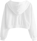 Women Cute Twist Front Drawstring Crop Top Sweatshirt Cropped Hoodie White S