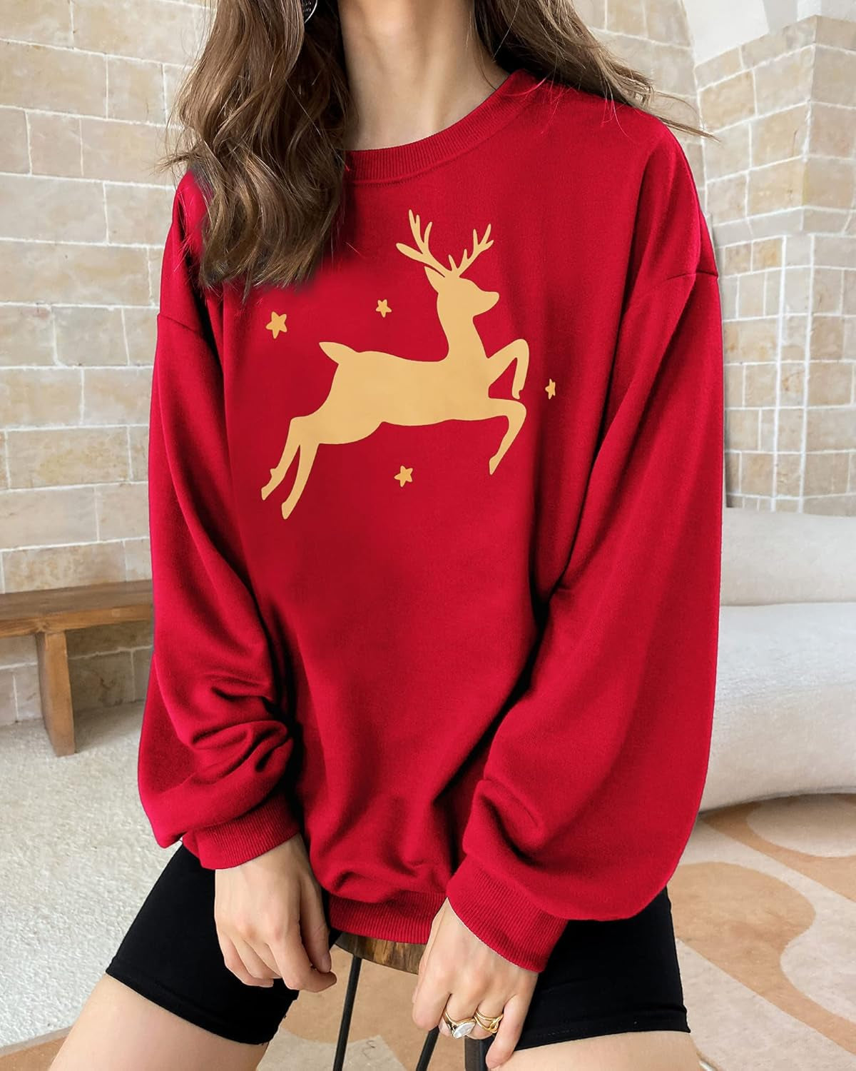 Women Ugly Christmas Sweatshirts Hoodies Sweater Dress Oversized Reindeer Tunic Crewneck Thanksgiving Shirts Tops Slouchy Trendy